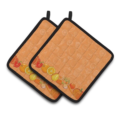 Carolines Treasures Fruits and Vegetables in Orange Pair of Pot Holders BB5131PTHD